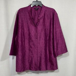 Eileen Fisher Textured Silk Topper Deep Purple